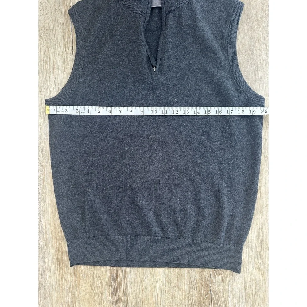 Mens 100% Supima‎ Cotton Quarter Zip Sweater Vest Gray Medium Daniel Cremieux